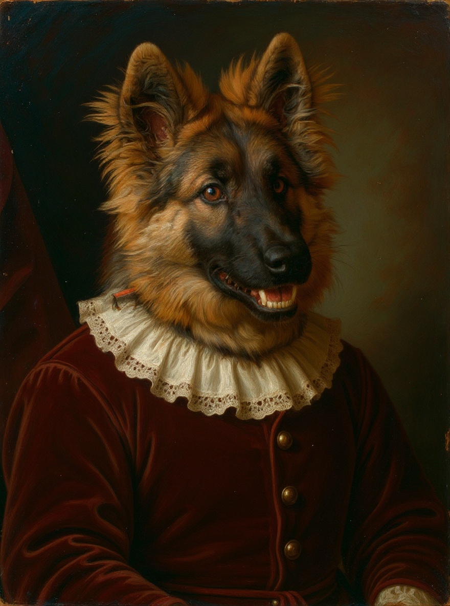 Bruno, painted as 18th-century French atelier portrait